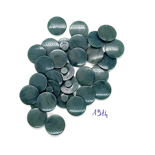 25 boutons en résine bleu / vert - vintage - 15mm - tr1914