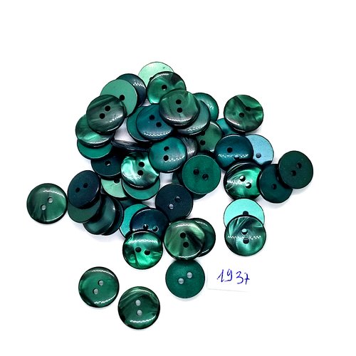50 boutons en résine vert - vintage - 13/14mm - tr1937