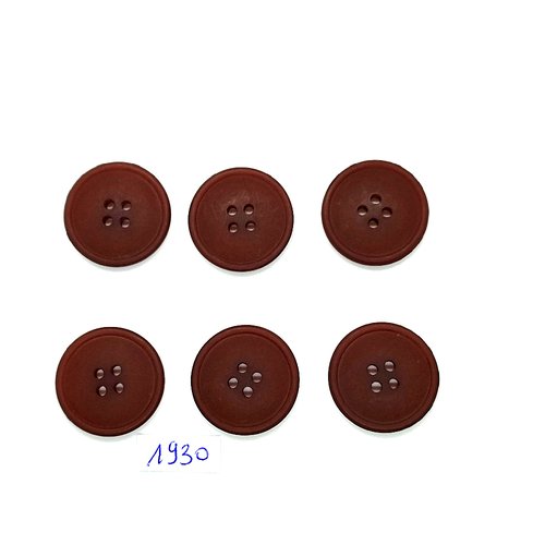 6 boutons en résine marron - vintage - 26mm - tr1930