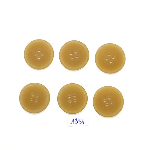 6 boutons en résine beige - vintage - 25mm - tr1931