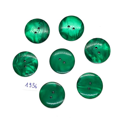 7 boutons en résine vert - vintage - 27mm - tr1934