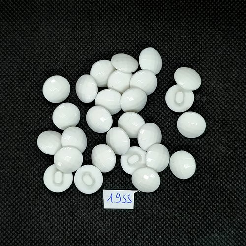 27 boutons en résine blanc - vintage - 13mm - tr1955