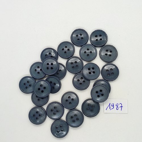 25 boutons en résine gris / bleu - vintage - 14mm - tr1987