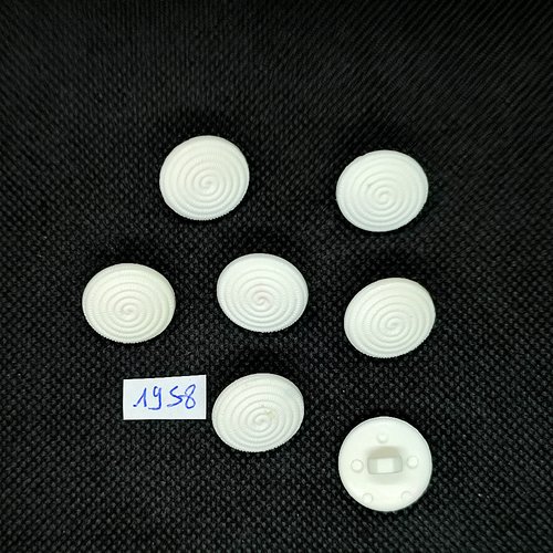 6 boutons en résine blanc - vintage - 18mm - tr1958