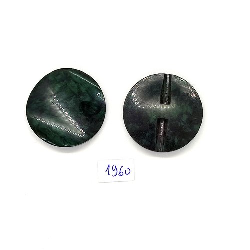 2 boutons en résine vert - vintage - 36mm - tr1960