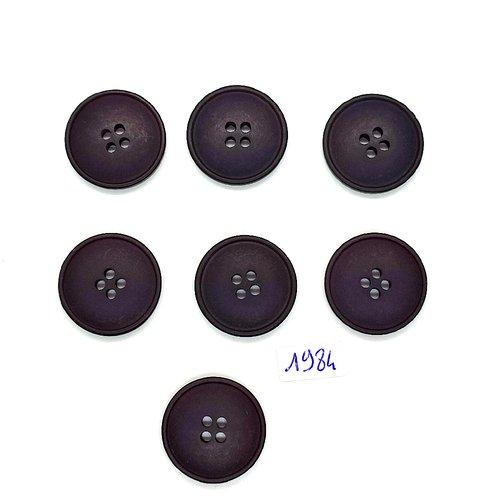 7 boutons en résine noir - vintage - 23mm - tr1984