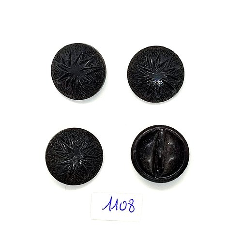 4 boutons en résine noir - 22mm - bri1108