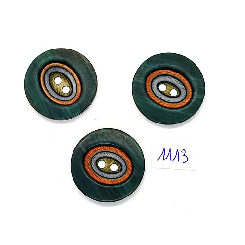 3 boutons en résine vert - 27mm - bri1113