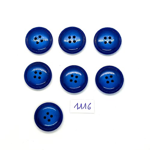 7 boutons en résine bleu - 21mm - bri1116
