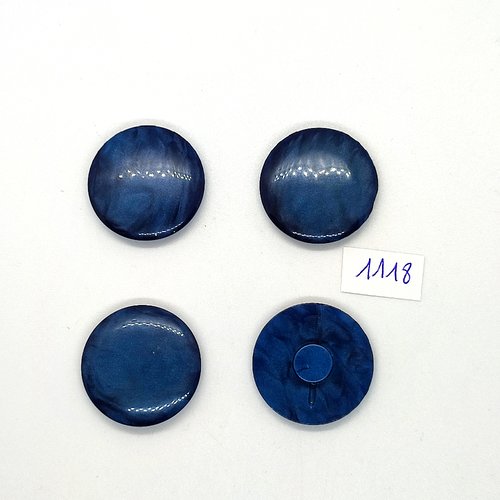 4 boutons en résine bleu - 27mm - bri1118