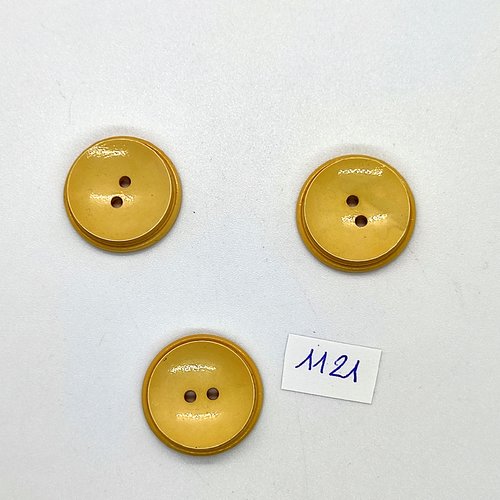 3 boutons en résine beige / jaune - 22mm - bri1121