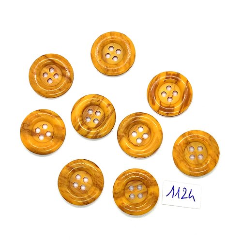 9 boutons en résine jaune / ocre - 18mm - bri1124