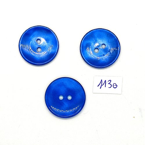 3 boutons en résine bleu - 22mm - bri1130