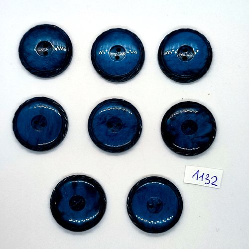 8 boutons en résine bleu - 27mm - bri1132