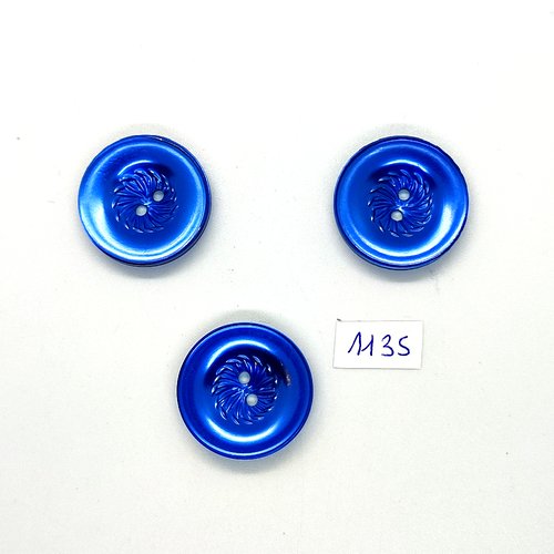 3 boutons en résine bleu - 27mm - bri1135