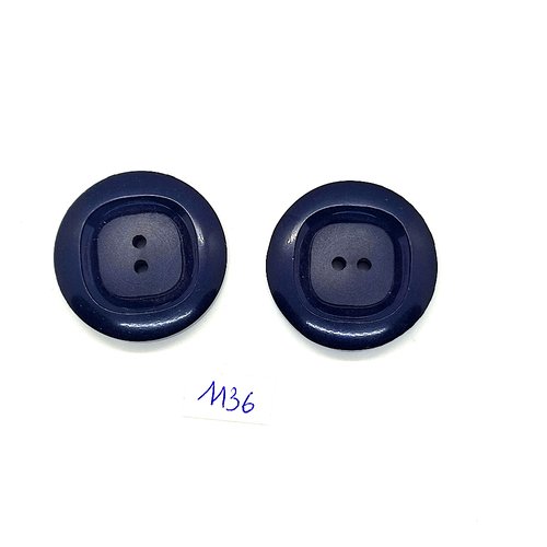 2 boutons en résine bleu - 30mm - bri1136