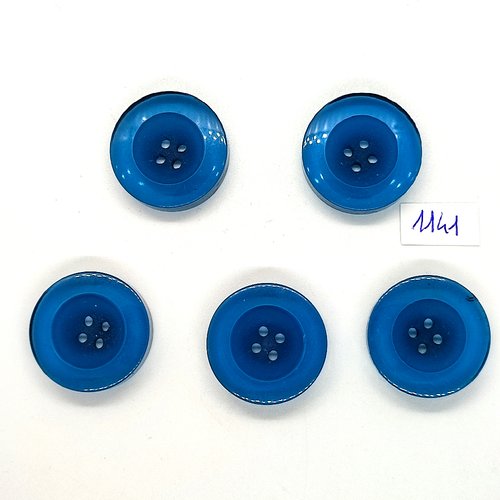 5 boutons en résine bleu - 27mm - bri1141