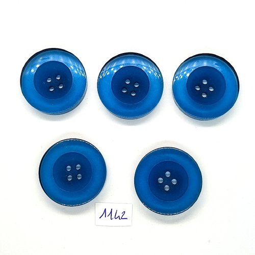 5 boutons en résine bleu - 31mm - bri1142