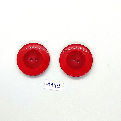 2 boutons en résine rouge - 30mm - bri1149