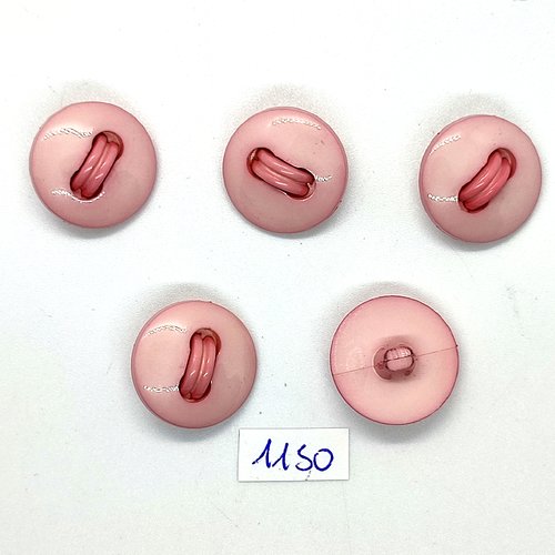 5 boutons en résine rose - 20mm - bri1150