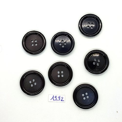 7 boutons en résine noir et gris - 25mm - tr1992