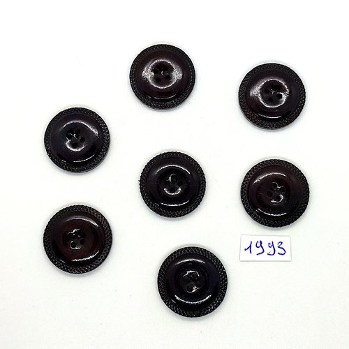 7 boutons en résine noir et marron - 21mm - tr1993
