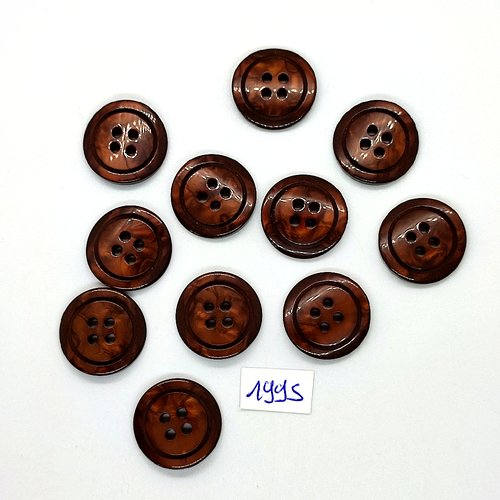 11 boutons en résine marron - 20mm - tr1995