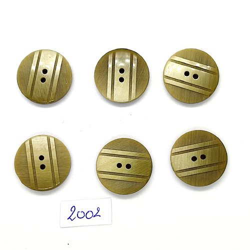 6 boutons en résine vert / kaki - 22mm - tr2002