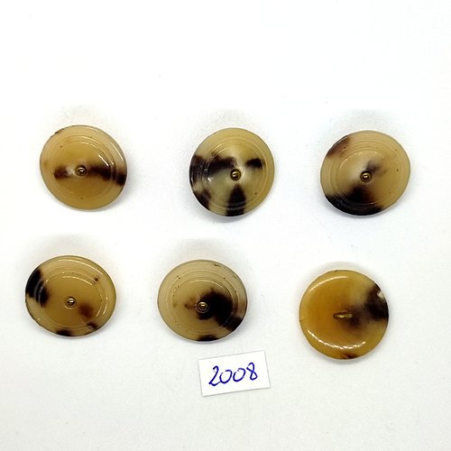 6 boutons en résine marron et beige - 22mm - tr2008
