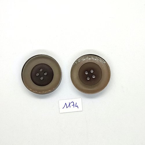 2 boutons en résine gris et transparent - 30mm/31mm - bri1174