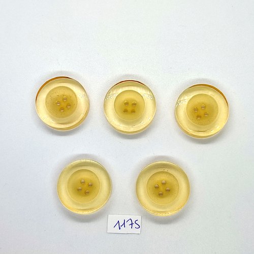 5 boutons en résine jaune/ orangé - 26mm - bri1175