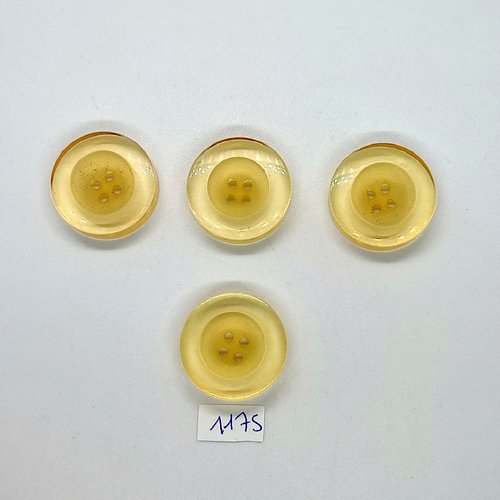 4 boutons en résine jaune/ orangé - 26mm - bri1175
