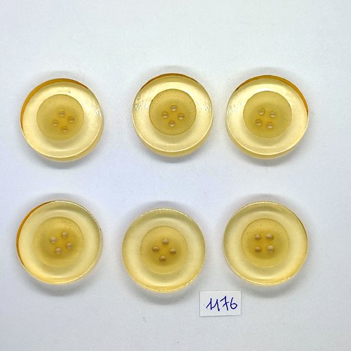 6 boutons en résine jaune/ orangé - 31mm - bri1176