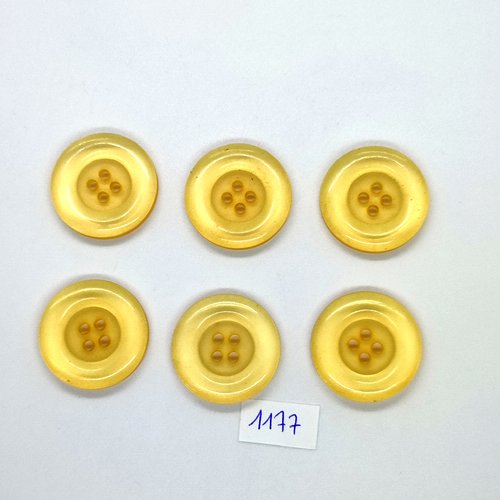 6 boutons en résine jaune/ orangé - 27mm - bri1177