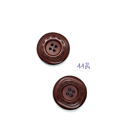 2 boutons en résine marron - 30mm - bri1184