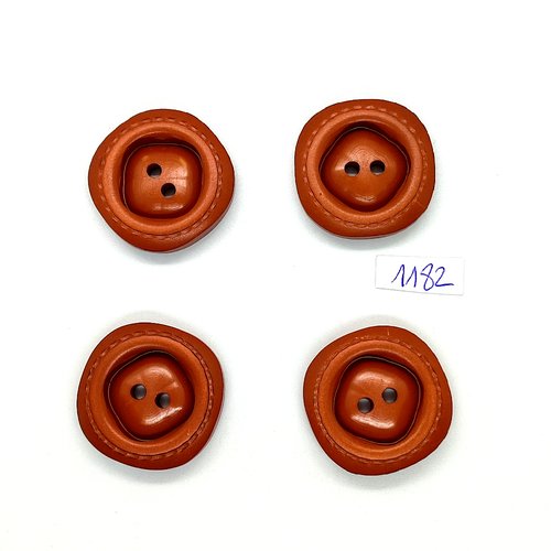 4 boutons en résine marron - 29mm - bri1182