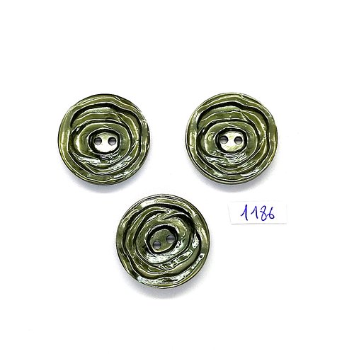 3 boutons en résine vert - 27mm - bri1186