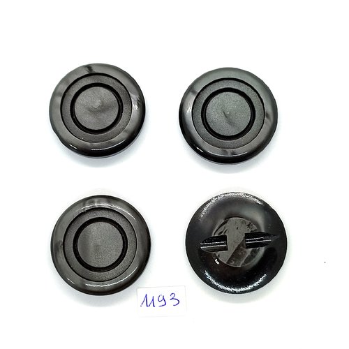 4 boutons en résine gris - 35mm - bri1193