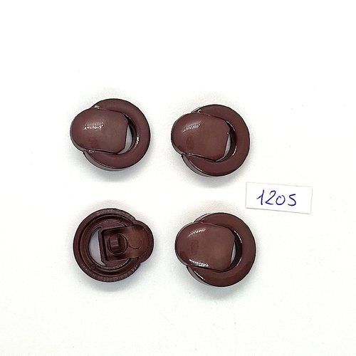 4 boutons en résine lilas foncé / taupe  - 22mm - bri1205