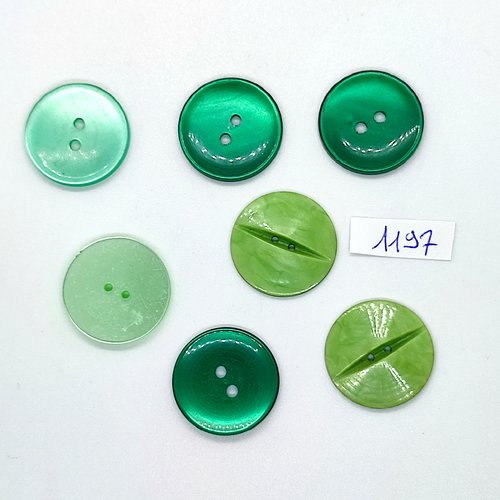 7 boutons en résine vert - 22mm - bri1197
