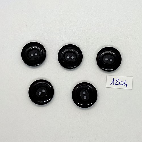 5 boutons en résine noir - 18mm - bri1204