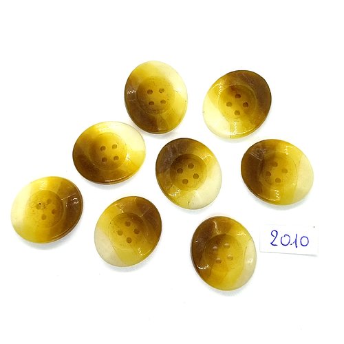 8 boutons en résine beige et marron - 20x24mm - tr2010