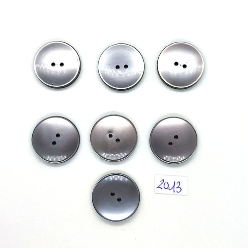 7 boutons en résine gris - 22mm - tr2013