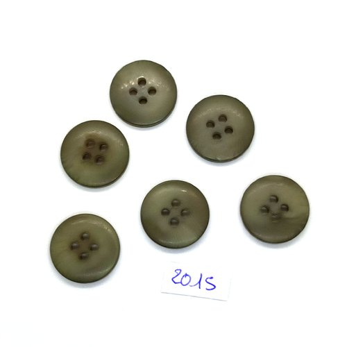 6 boutons en résine vert - 18mm - tr2015