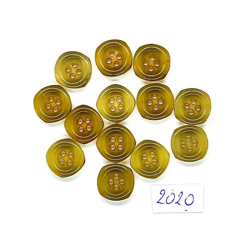 13 boutons en résine vert àpaque - 12mm - tr2020