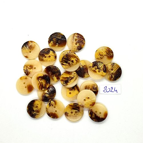 23 boutons en résine beige et marron - 15mm - tr2024
