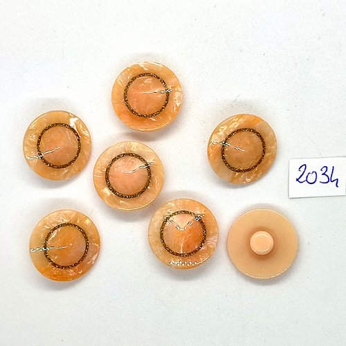 7 boutons en résine rose / orange - 18mm - tr2034
