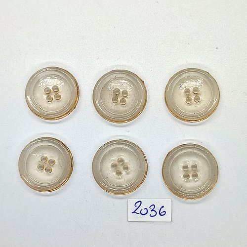 6 boutons en résine transparent orange - 22mm - tr2036