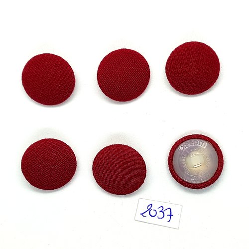 6 boutons en tissu rouge et nylon blanc - 20mm - tr2037