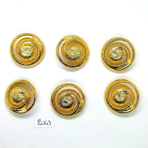 6 boutons en résine doré - 29mm - tr2043
